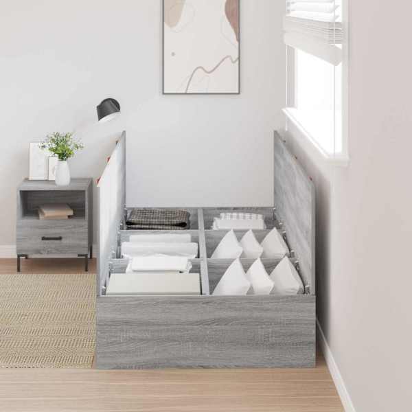 Panipaigaga voodiraam, hall sonoma, 90 × 200 cm, tehispuit — mudel 3335346