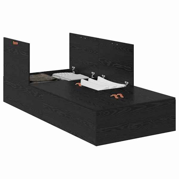 Panipaigaga voodiraam, must tamm, 100 × 200 cm, tehispuit — mudel 3335350