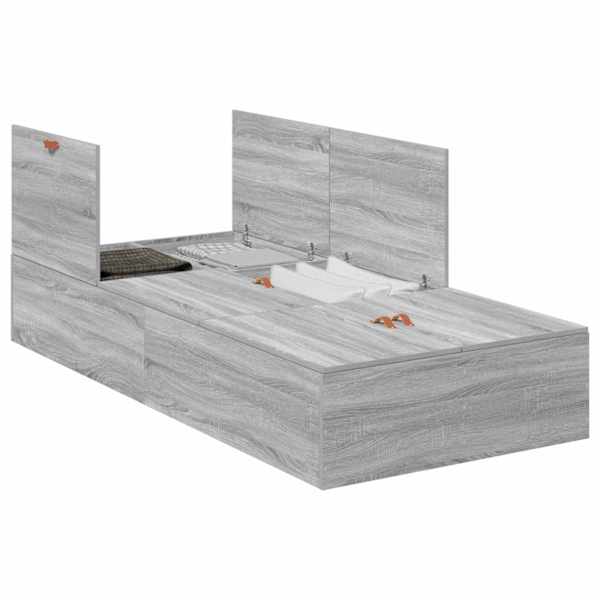 Panipaigaga voodiraam, hall sonoma, 100 × 200 cm, tehispuit — mudel 3335354