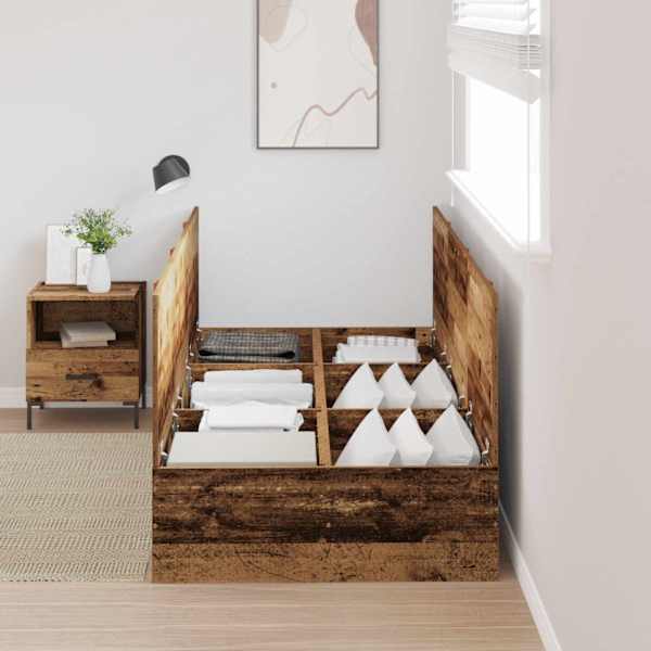 Panipaigaga voodiraam, vana puit, 100 × 200 cm, tehispuit — mudel 3335355