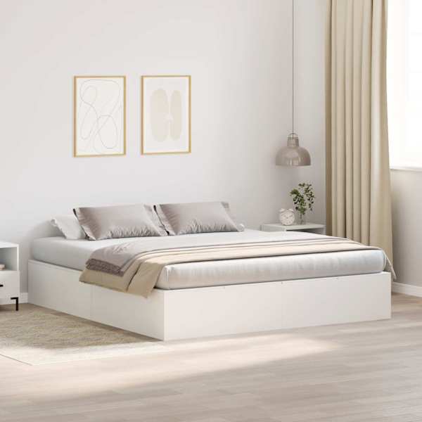 Panipaigaga voodiraam, valge, 200 × 200 cm, tehispuit — mudel 3335357