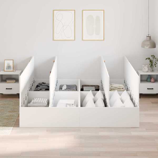 Panipaigaga voodiraam, valge, 200 × 200 cm, tehispuit — mudel 3335357