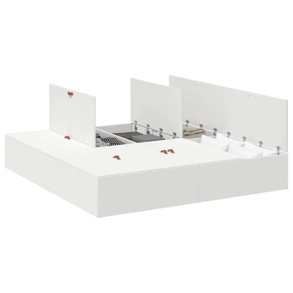 Panipaigaga voodiraam, valge, 200 × 200 cm, tehispuit — mudel 3335357
