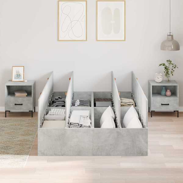 Panipaigaga voodiraam, betoonhall, 120 × 200 cm, tehispuit — mudel 3335368