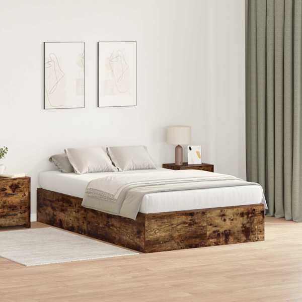 Panipaigaga voodiraam, suitsutatud tamm, 120 × 200 cm, tehispuit — mudel 3335369