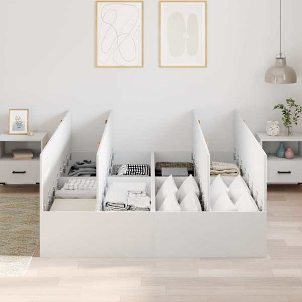 Panipaigaga voodiraam, valge, 140 × 200 cm, tehispuit — mudel 3335373