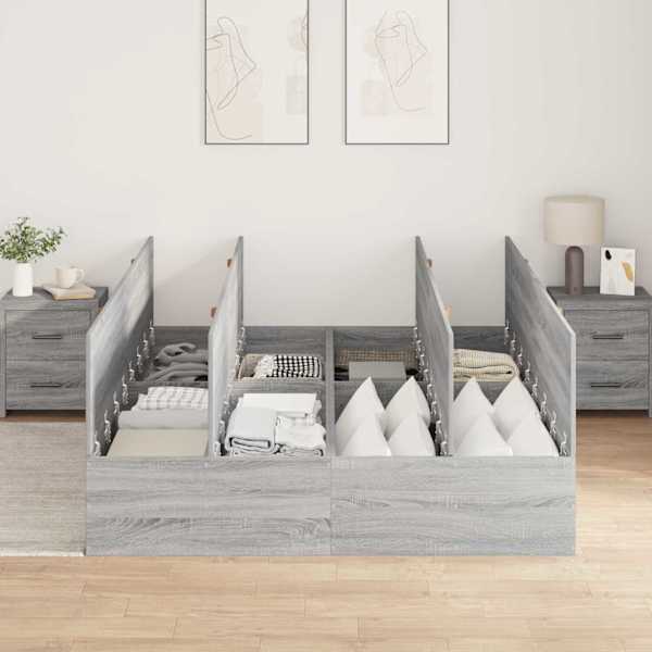 Panipaigaga voodiraam, hall sonoma, 140 × 200 cm, tehispuit — mudel 3335378