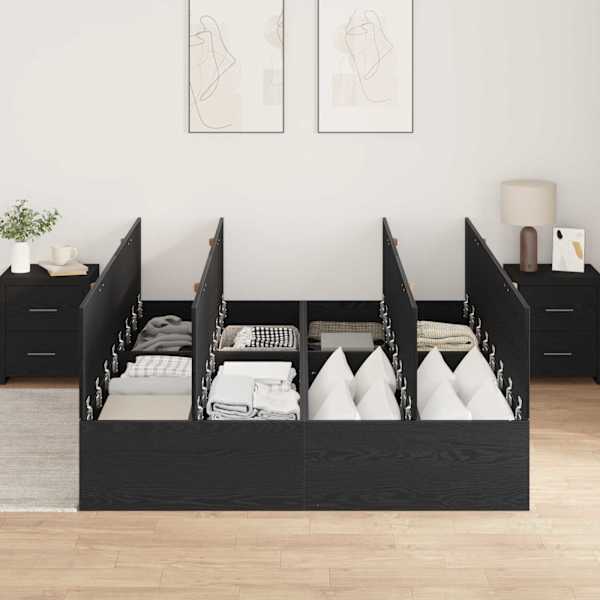 Panipaigaga voodiraam, must tamm, 150 × 200 cm, tehispuit — mudel 3335382