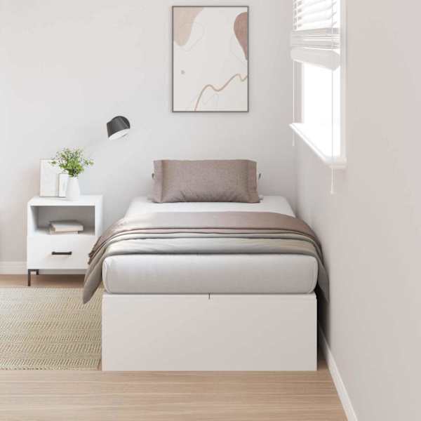 Panipaigaga voodiraam, valge, 90 × 190 cm, tehispuit — mudel 3335405