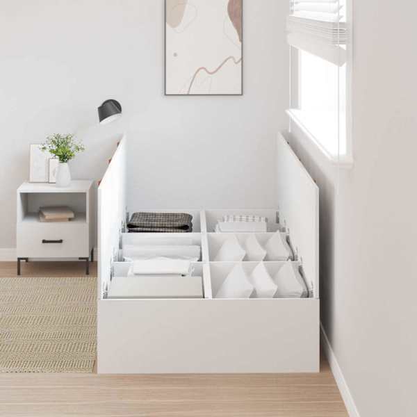 Panipaigaga voodiraam, valge, 90 × 190 cm, tehispuit — mudel 3335405