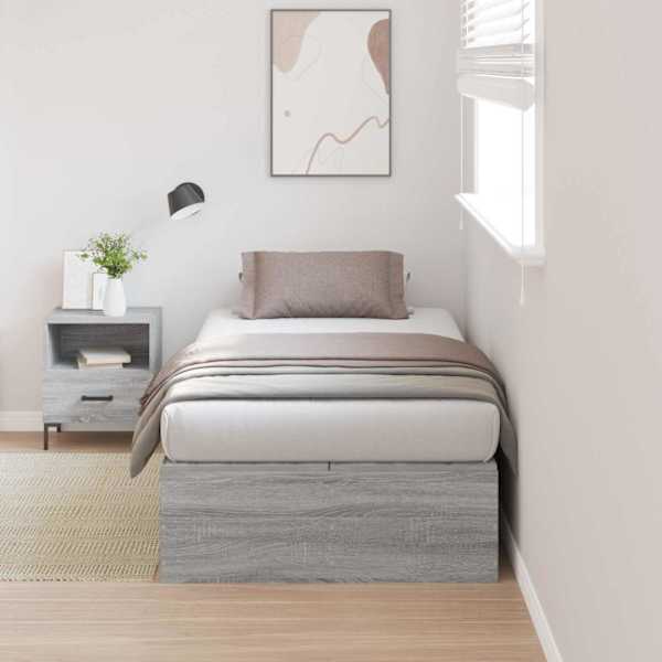 Panipaigaga voodiraam, hall sonoma, 90 × 190 cm, tehispuit — mudel 3335410