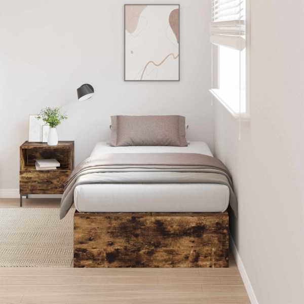 Panipaigaga voodiraam, suitsutatud tamm, 70 × 190 cm, tehispuit — mudel 3335417