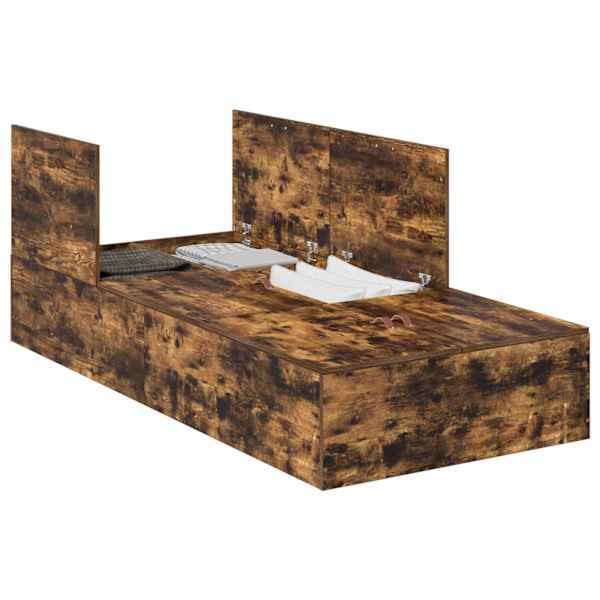Panipaigaga voodiraam, suitsutatud tamm, 70 × 190 cm, tehispuit — mudel 3335417