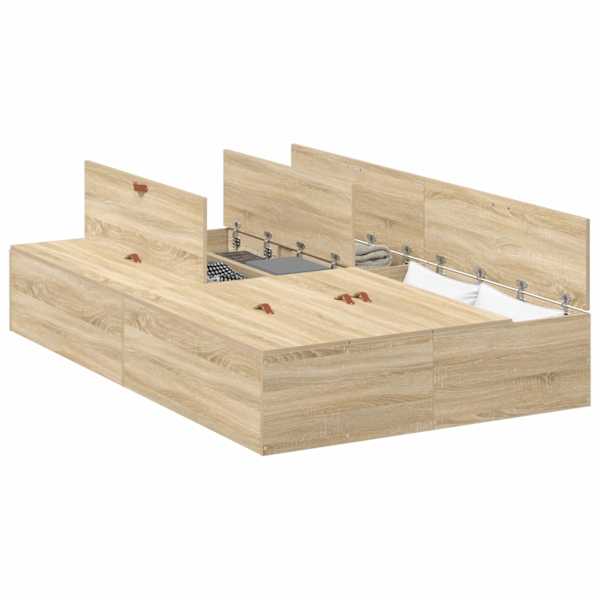 Panipaigaga voodiraam, sonoma tamm, 120 × 190 cm, tehispuit — mudel 3335423