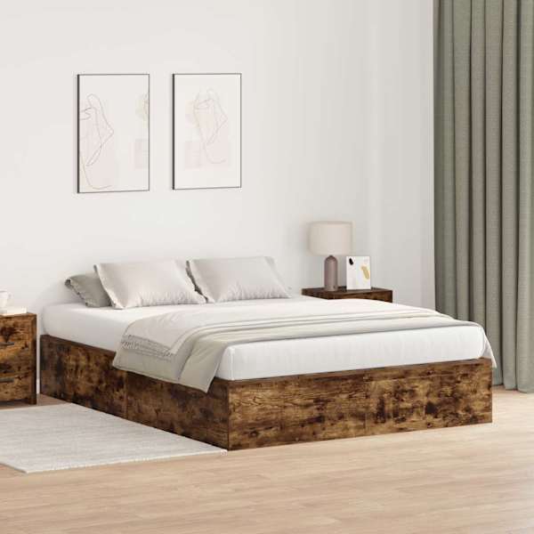 Panipaigaga voodiraam, suitsutatud tamm, 140 × 190 cm, tehispuit — mudel 3335433