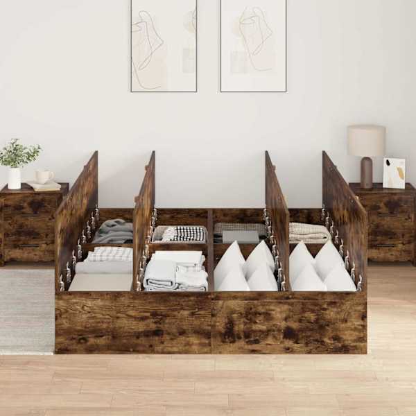Panipaigaga voodiraam, suitsutatud tamm, 140 × 190 cm, tehispuit — mudel 3335433