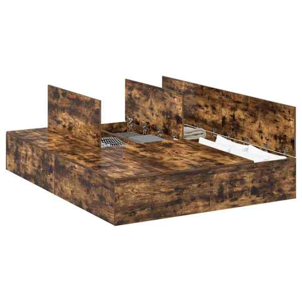 Panipaigaga voodiraam, suitsutatud tamm, 140 × 190 cm, tehispuit — mudel 3335433