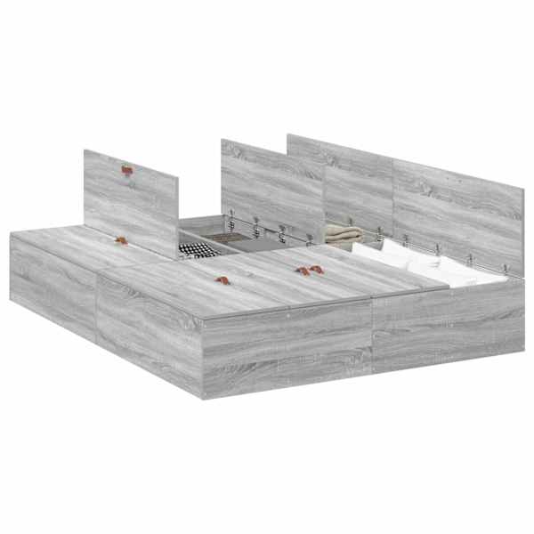 Panipaigaga voodiraam, hall sonoma, 135 × 190 cm, tehispuit — mudel 3335442