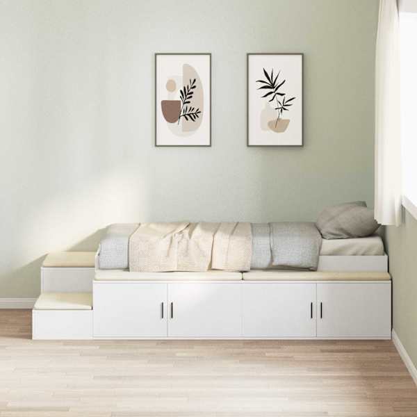 Panipaigaga voodiraam, valge, 70 × 190 cm, tehispuit — mudel 3335589