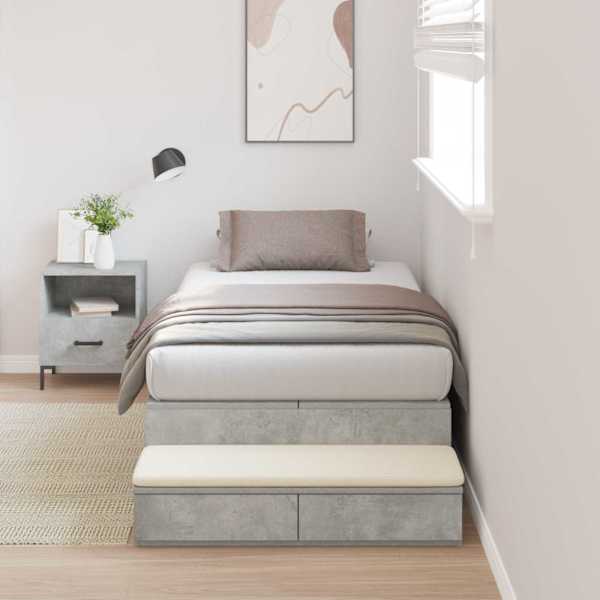Sahtlitega voodiraam, betoonhall, 80 × 200 cm, tehispuit — mudel 3335600