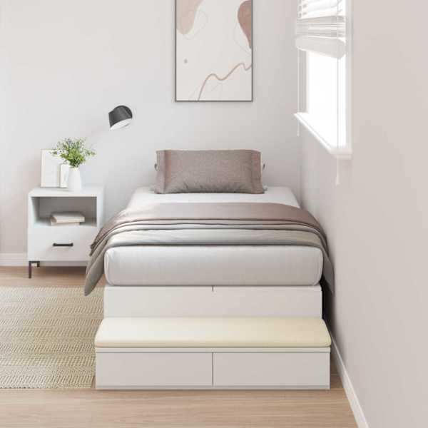 Sahtlitega voodiraam, valge, 90 × 200 cm, tehispuit — mudel 3335613
