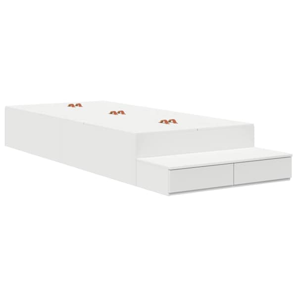 Sahtlitega voodiraam, valge, 90 × 200 cm, tehispuit — mudel 3335613