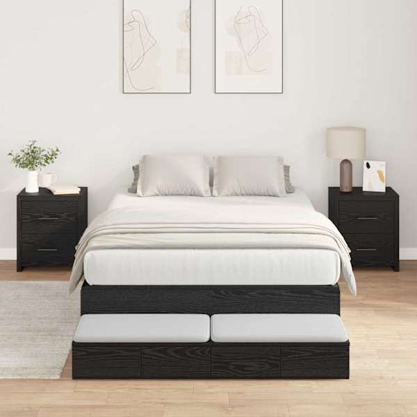 Sahtlitega voodiraam, must tamm, 120 × 200 cm, tehispuit — mudel 3335630