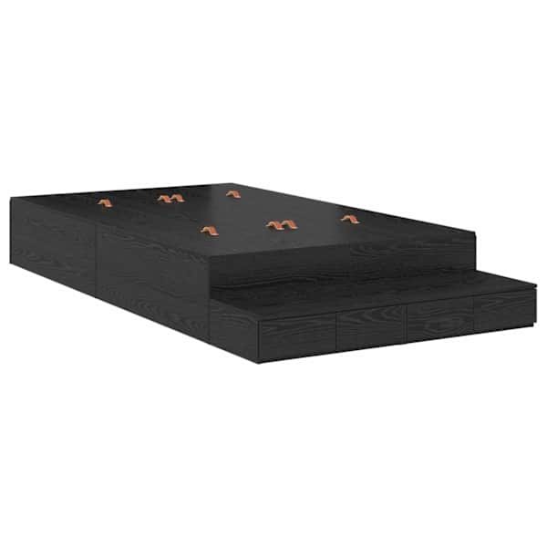 Sahtlitega voodiraam, must tamm, 120 × 200 cm, tehispuit — mudel 3335630