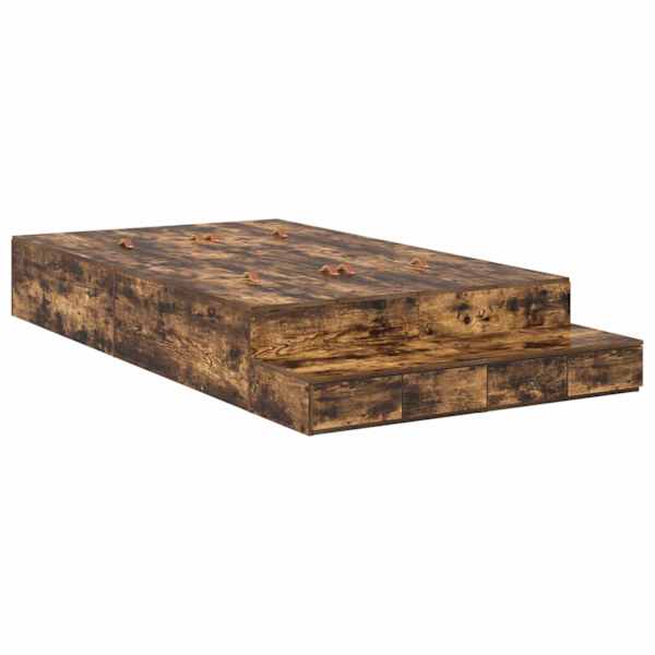 Sahtlitega voodiraam, suitsutatud tamm, 120 × 200 cm, tehispuit — mudel 3335633