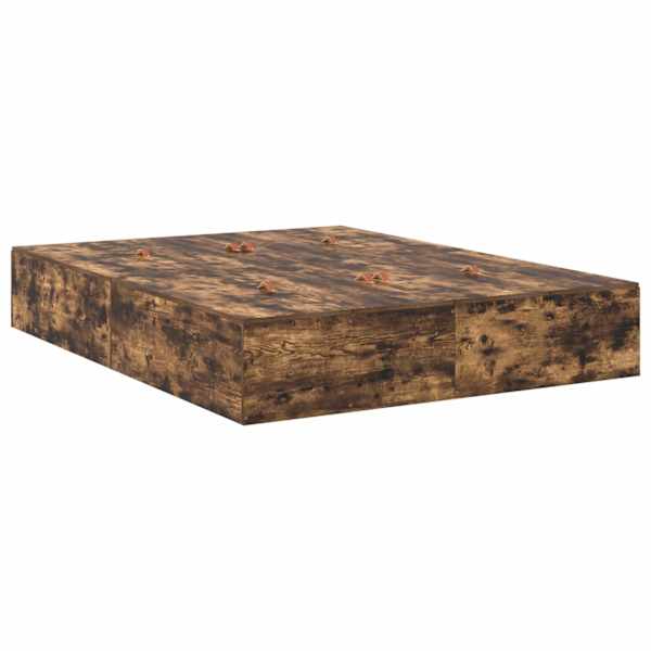 Sahtlitega voodiraam, suitsutatud tamm, 150 × 200 cm, tehispuit — mudel 3335649