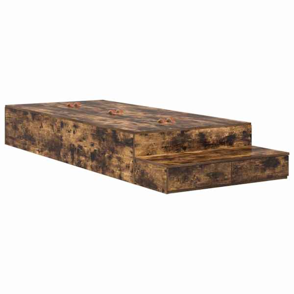 Sahtlitega voodiraam, suitsutatud tamm, 90 × 190 cm, tehispuit — mudel 3335673