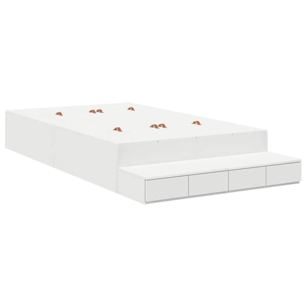 Sahtlitega voodiraam, valge, 120 × 190 cm, tehispuit — mudel 3335685