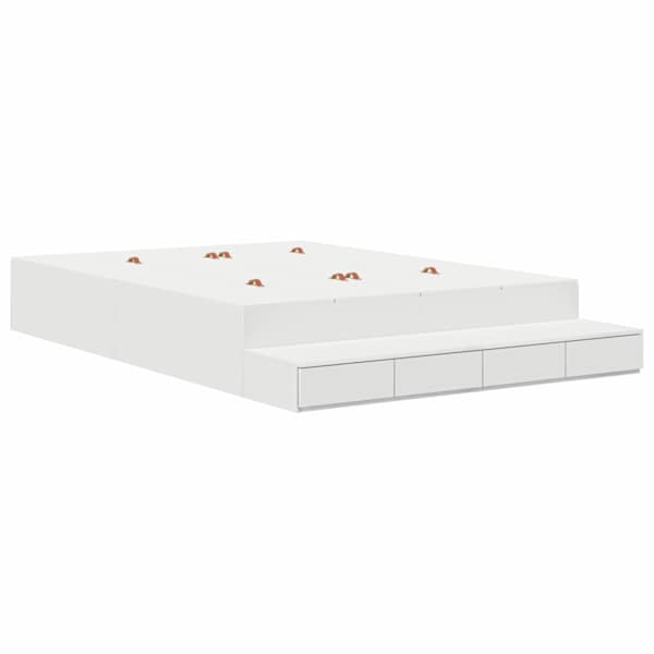Sahtlitega voodiraam, valge, 135 × 190 cm, tehispuit — mudel 3335701