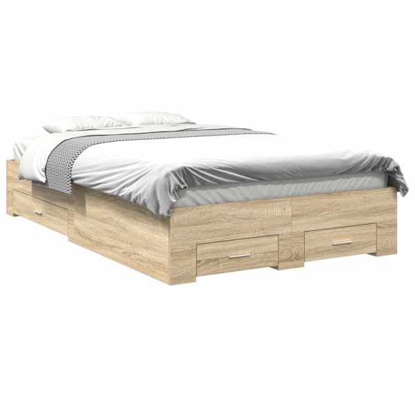 Sahtlitega voodiraam, pruun, 120 × 190 cm, tehispuit