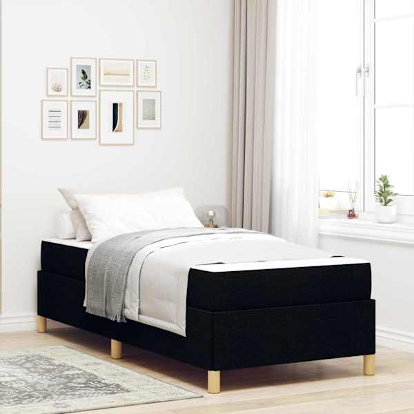 Voodiraam koos madratsiga, must, 100 × 200 cm, kangas — mudel 3398915