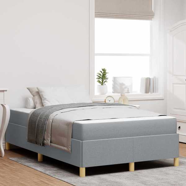 Voodiraam koos madratsiga, helehall, 120 × 190 cm, kangas — mudel 3398920