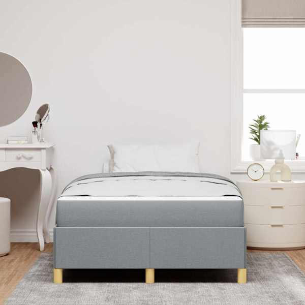Voodiraam koos madratsiga, helehall, 120 × 190 cm, kangas — mudel 3398920