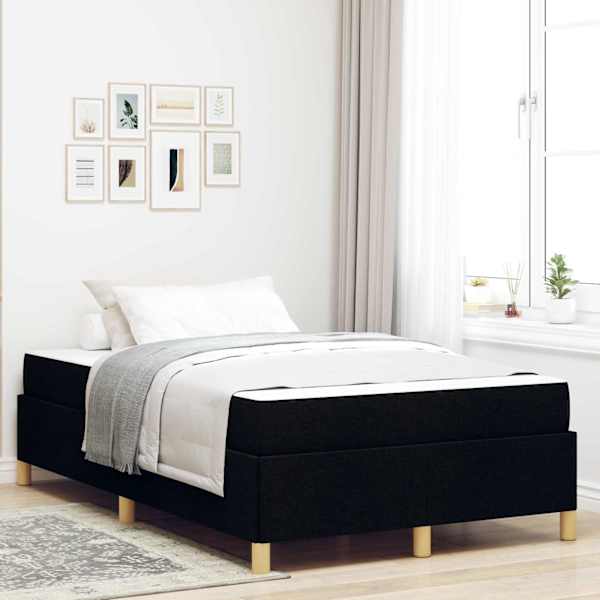 Voodiraam koos madratsiga, must, 120 × 190 cm, kangas — mudel 3398922