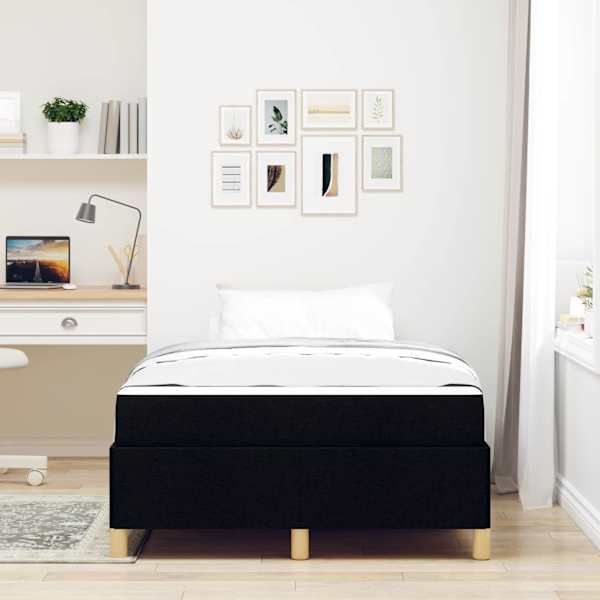 Voodiraam koos madratsiga, must, 120 × 190 cm, kangas — mudel 3398922