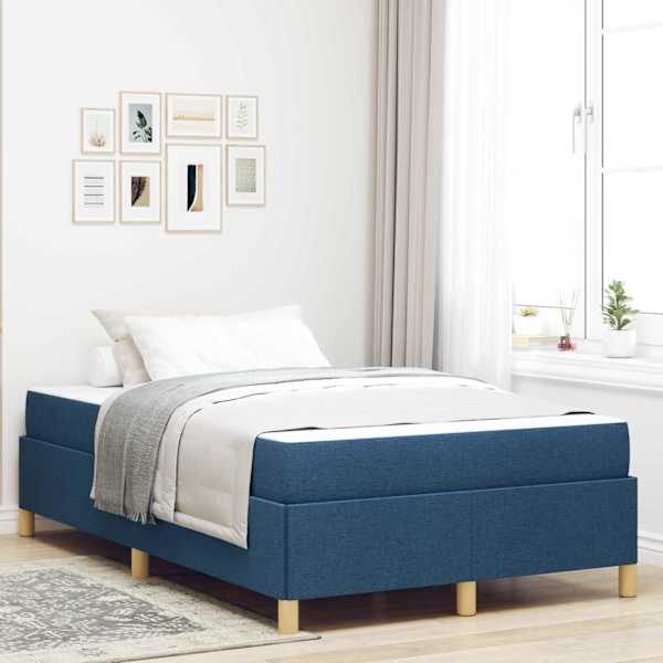 Voodiraam koos madratsiga, sinine, 120 × 200 cm, kangas — mudel 3398933