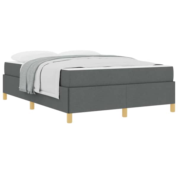 Voodiraam koos madratsiga, tumehall, 140 × 190 cm, kangas — mudel 3398935