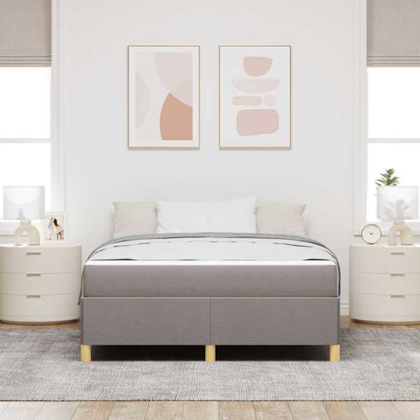 Voodiraam koos madratsiga, pruunikashall, 140 × 200 cm, kangas — mudel 3398945
