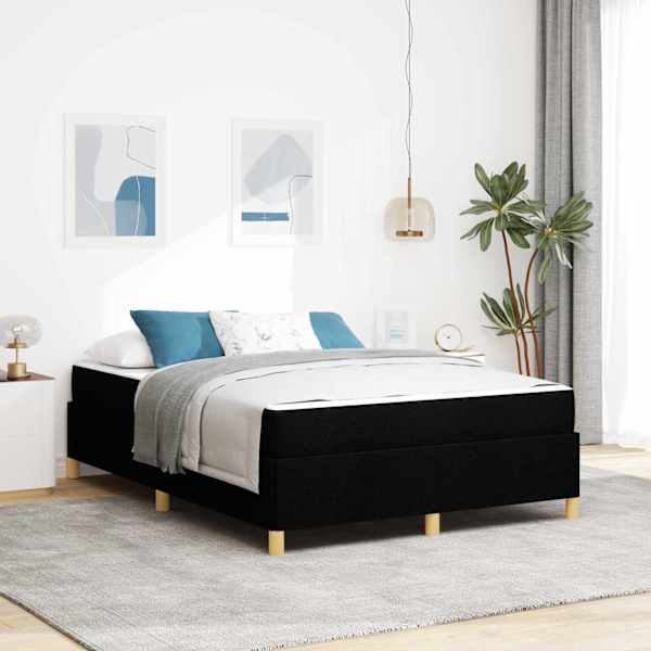 Voodiraam koos madratsiga, must, 160 × 200 cm, kangas — mudel 3398950