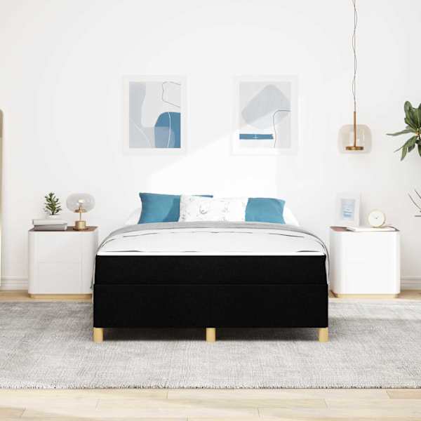 Voodiraam koos madratsiga, must, 160 × 200 cm, kangas — mudel 3398950