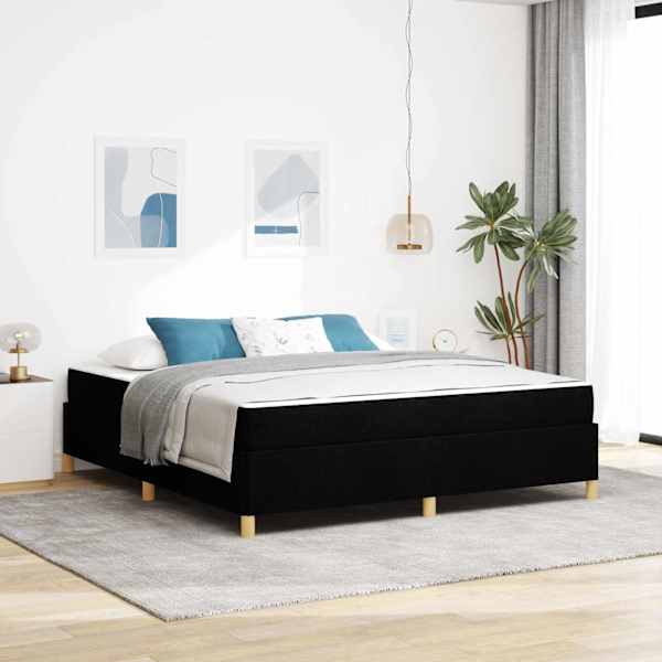 Voodiraam koos madratsiga, must, 180 × 200 cm, kangas — mudel 3398957