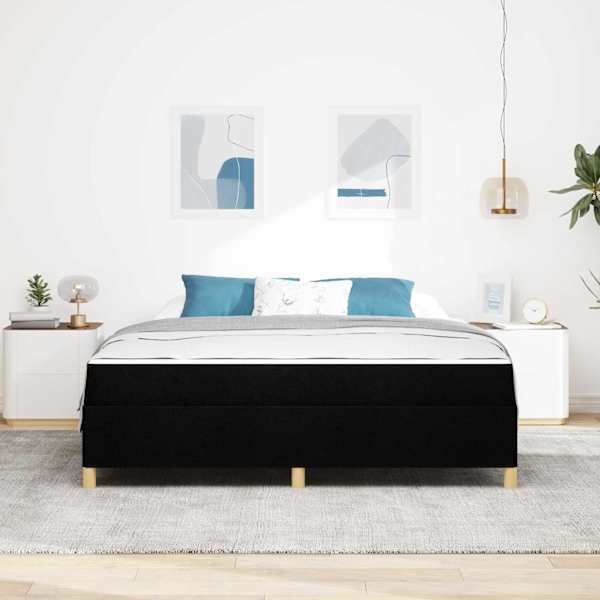 Voodiraam koos madratsiga, must, 180 × 200 cm, kangas — mudel 3398957