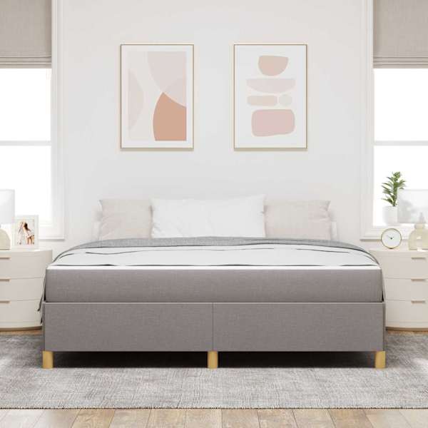 Voodiraam koos madratsiga, pruunikashall, 180 × 200 cm, kangas — mudel 3398959