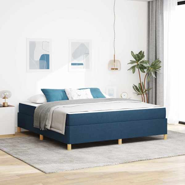 Voodiraam koos madratsiga, sinine, 180 × 200 cm, kangas — mudel 3398961