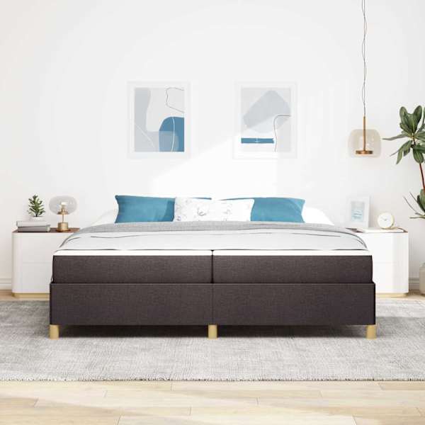 Voodiraam koos madratsiga, tumepruun, 200 × 200 cm, kangas — mudel 3398965