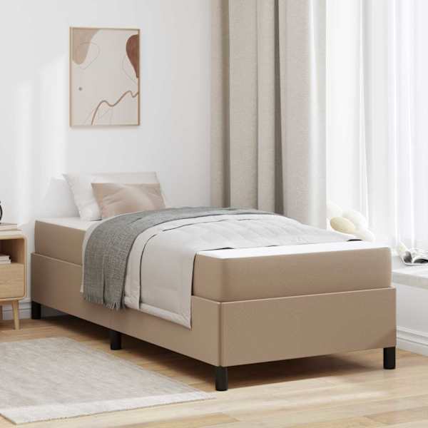 Voodiraam koos madratsiga, cappuccino, 90 × 190 cm, kangas — mudel 3398978
